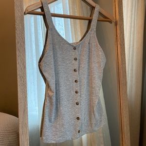 Grey Button Tank Top